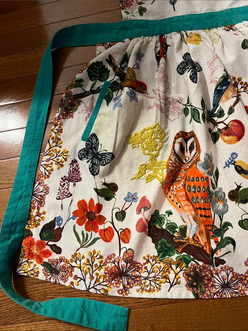 Anthro Nathalie Lete Botanical Bird Print Embroidered Apron - Picture 7 of 16